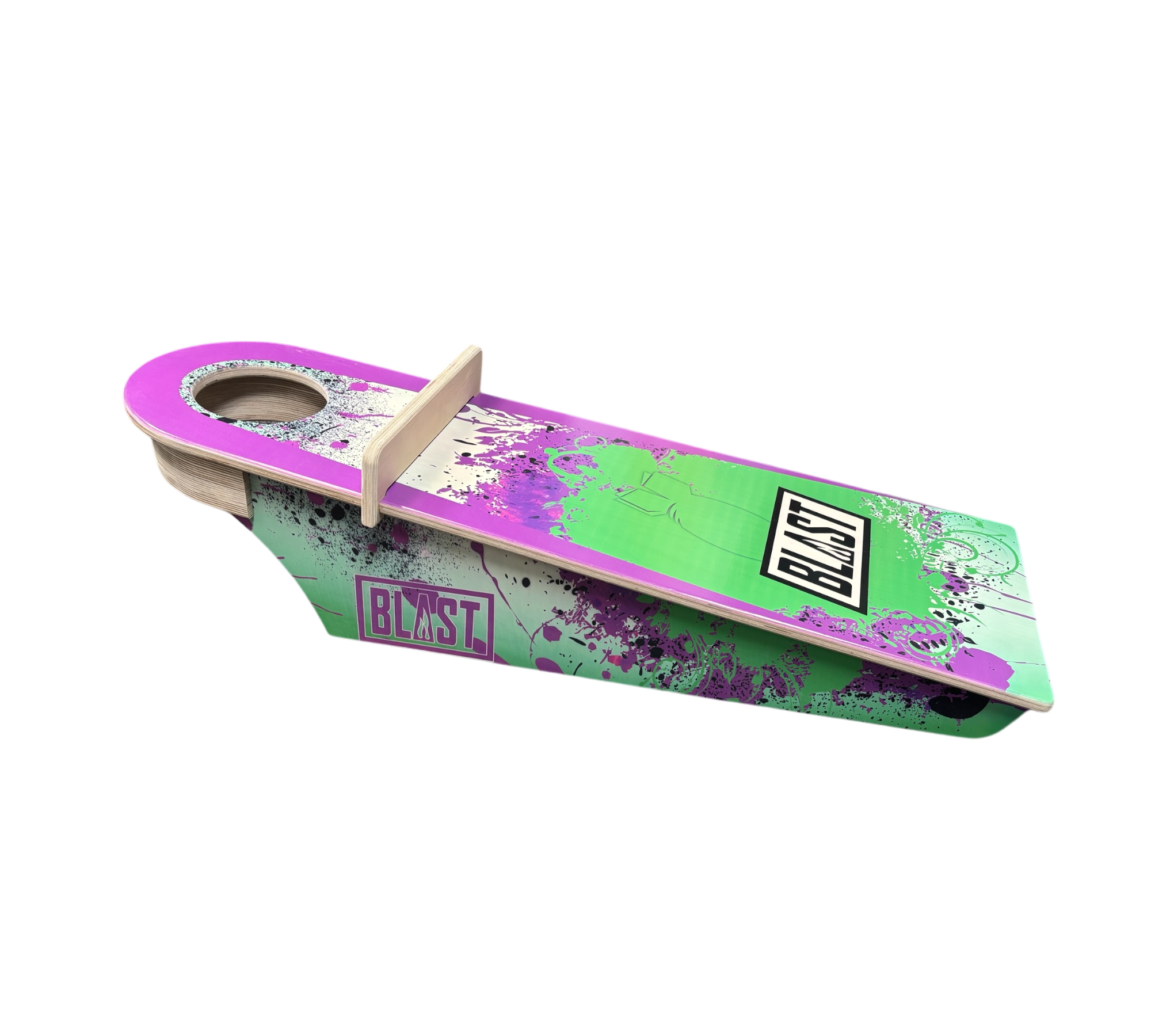 Trainer board with blocker blastcornhole