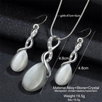 Fashion Opal Jewelry Sets For Woman Cubic zirconia Water Drop Necklace Pendant Earrings Statement Bridal Wedding Party Gift Pi-Mart