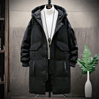 Men's jacket winter down jacket hooded mid-length fur collar Pi-Mart