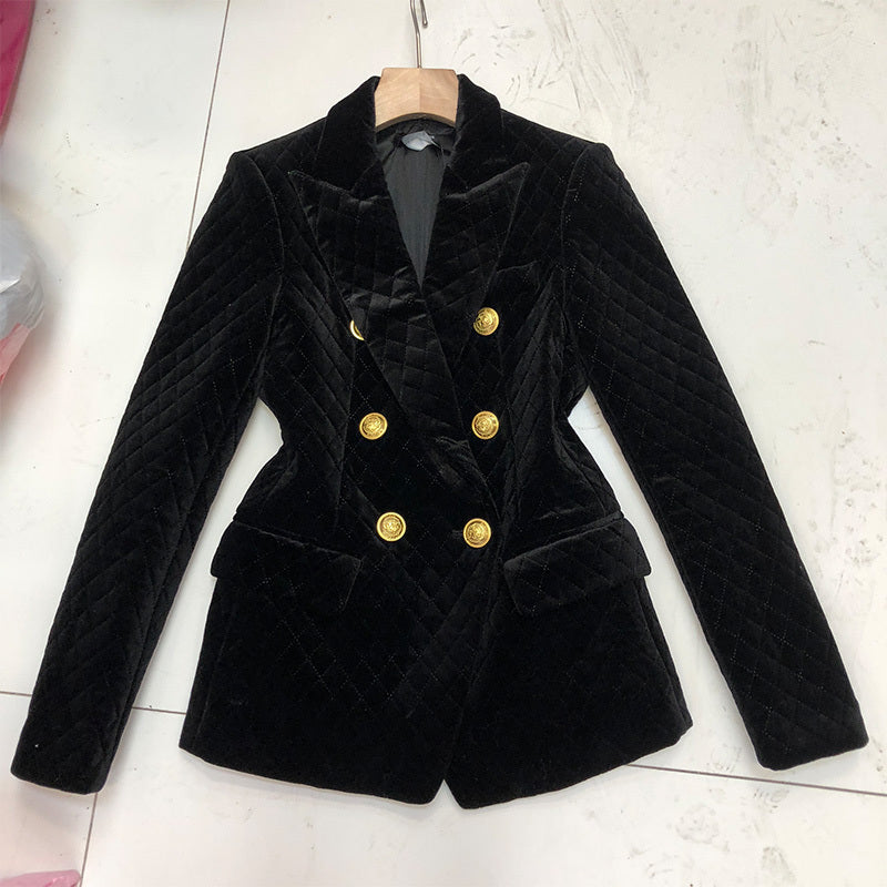 Velvet diamond retro small suit women Pi-Mart