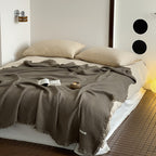1pc Cotton Crinkle Tassel Blanket Solid Color Nap Blanket Leisure Travel Sofa Bed Blanket