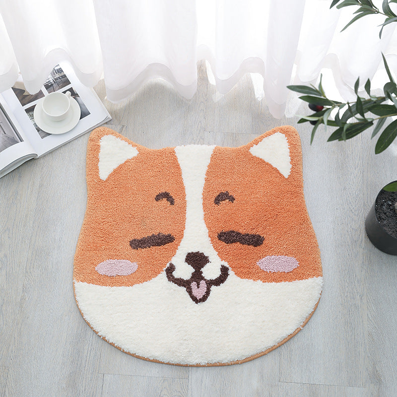 Cartoon Bathroom Door Non-slip Absorbent Flocking Floor Mat Pi-Mart