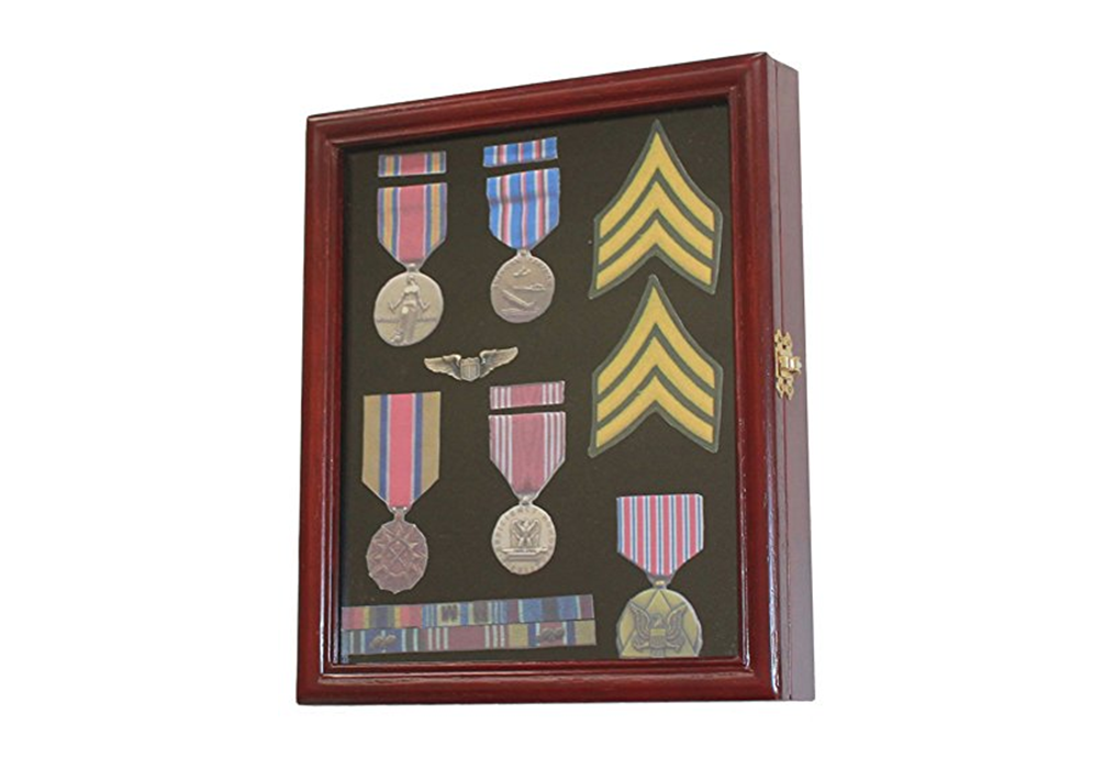 Display Case Cabinet Shadow Box for Military Medals, Pins, Patches, Insignia & Ribbons. The Military Gift Store