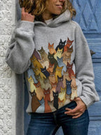 Cat animal print hoodie Pi-Mart