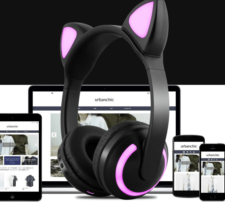 Interesting New Kids Headphones Wireless Bluetooth In Cat Ears Headphones Style With Noise Reduction Live Breathing Lights Glare and LED Lights - SJB-DIAMOND ELITES