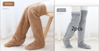 Over Knee High Fuzzy Long Socks Winter Warm Cold Leg Knee Joint Cold-proof Stockings Home Floor Sleeping Socks Pi-Mart