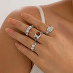 Geometric Diamond Gemstone Ring Suit Women