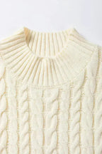 Cable Knit Sweater Vest – High Neck & Textured Oatmeal