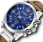 Retro  Waterproof Watch With Chronometers Steel Case And Leather Belts Unique Design Excellent Look Perfect Gift For Your Man Stevvex