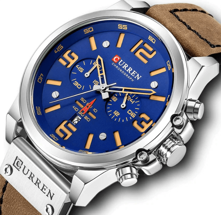 Retro  Waterproof Watch With Chronometers Steel Case And Leather Belts Unique Design Excellent Look Perfect Gift For Your Man Stevvex