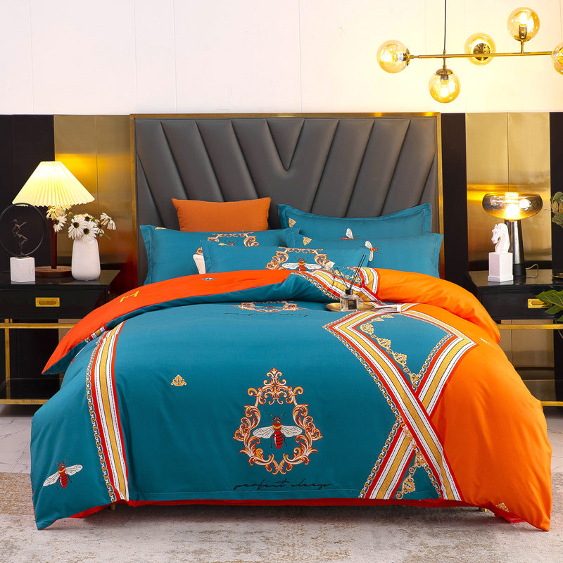 Thickened Brushed Four-piece Winter Bed Sheet And Duvet Cover Three-piece Bedding Set Pi-Mart