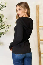 Black Exposed Seam Hoodie - Edgy Long Sleeve Design | Femstylo