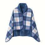 1pc Cozy Polar Fleece Shawl Blanket - Soft Double Layer Thick Plaid Pattern, Warm Autumn and Winter Wearable Throw Blanket for Office, Home, and Outdoor - Perfect for Chilly Days and Gift Giving