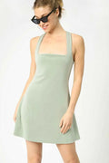 Umgee Crisscross Square Neck Active Dress THRIXINE