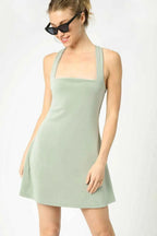 Umgee Crisscross Square Neck Active Dress THRIXINE