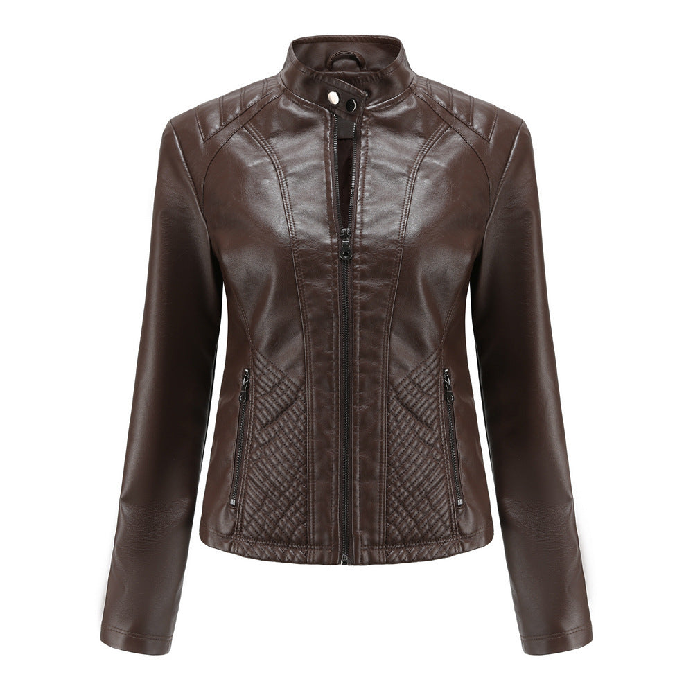 Autumn And Winter Casual Leather  Coat Long-sleeved Motorcycle Jacket Pi-Mart