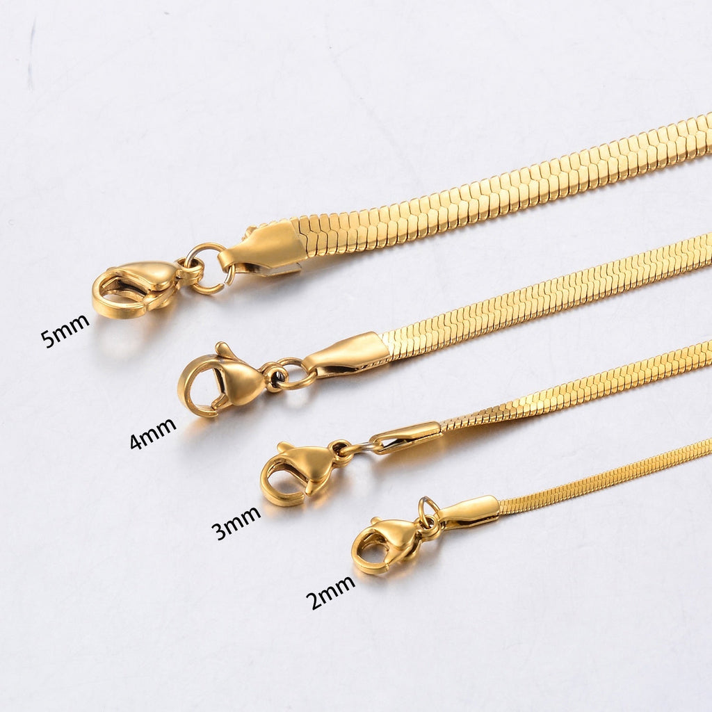 Flat Gold Color Stainless Steel Necklace Pi-Mart