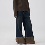 Brown Blue Nano Water Foot Washing Mouth Reverse Stitching Raw Hem Jeans Lootquake LLC