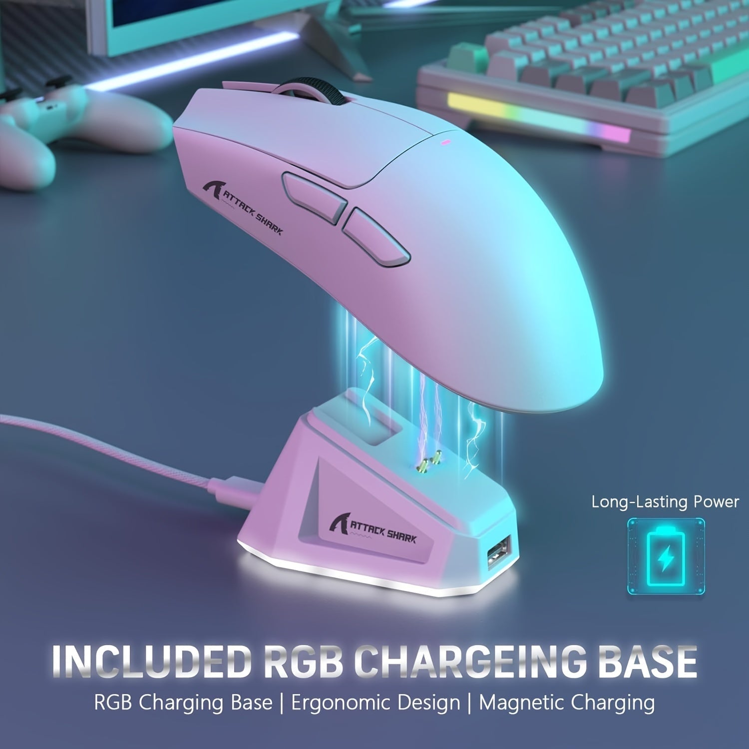 Lightweight Wireless Gaming Mouse X11 with RGB Charging Base, Tri-mode-2.4G/USB-C Wired/BT, Up to 22K DPI, PAW3311 Optical Sensor, HUYU for Switch, 5 Programmable Buttons, Suitable for PC/Mac White Lootquake LLC