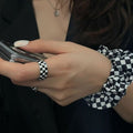 Vintage Grid Enamel Drip Oil Ring Pi-Mart