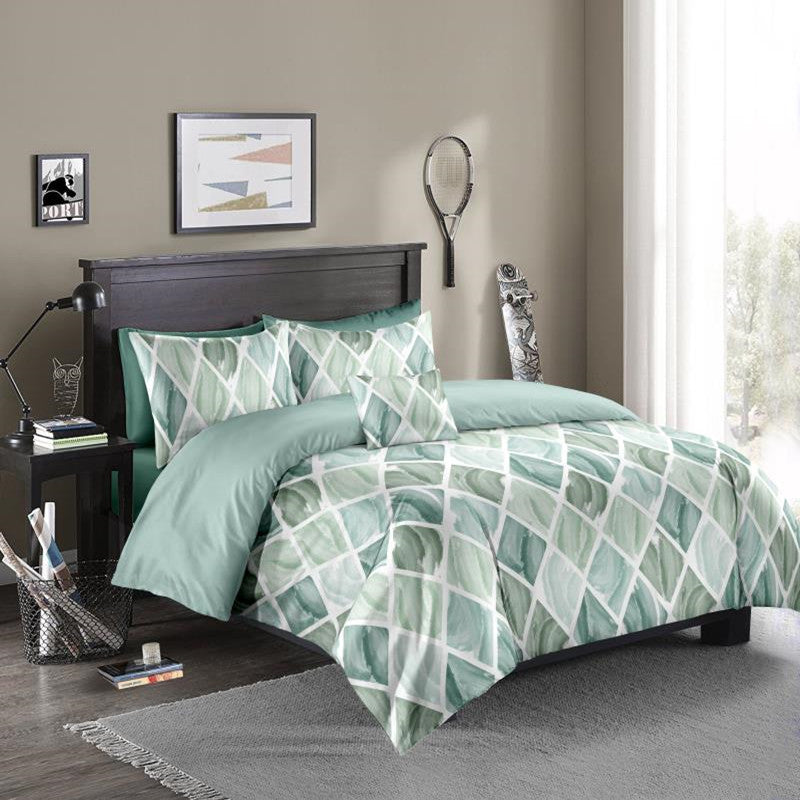 Diamond Check Quilt Cover Bed Set Pi-Mart