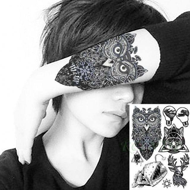 57 Sheets Temporary Tattoo Stickers Set Waterproof Temporary Tattoo Waist Arm Modern Stylish Big Black Tattoos For Womens Mens Stevvex