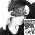 57 Sheets Temporary Tattoo Stickers Set Waterproof Temporary Tattoo Waist Arm Modern Stylish Big Black Tattoos For Womens Mens Stevvex