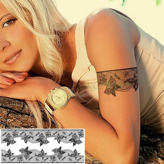 57 Sheets Temporary Tattoo Stickers Set Waterproof Temporary Tattoo Waist Arm Modern Stylish Big Black Tattoos For Womens Mens Stevvex