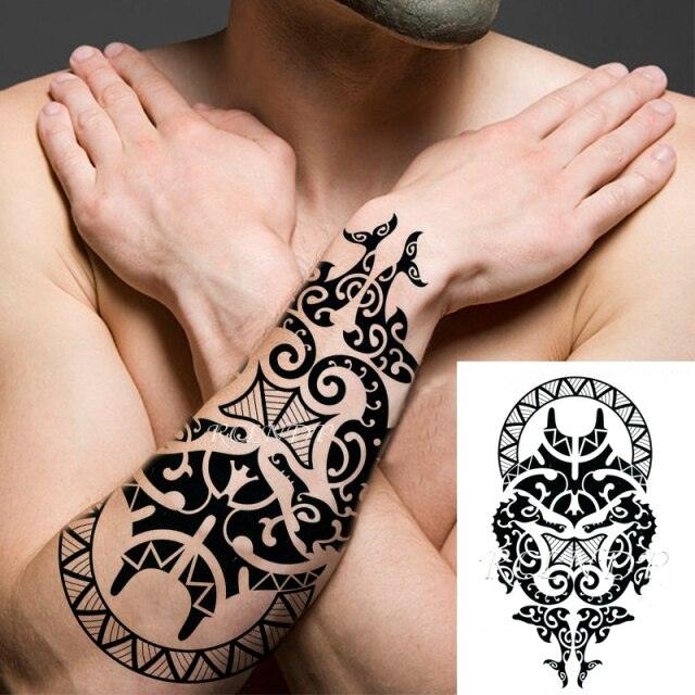 57 Sheets Temporary Tattoo Stickers Set Waterproof Temporary Tattoo Waist Arm Modern Stylish Big Black Tattoos For Womens Mens Stevvex