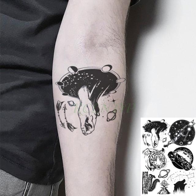 57 Sheets Temporary Tattoo Stickers Set Waterproof Temporary Tattoo Waist Arm Modern Stylish Big Black Tattoos For Womens Mens Stevvex