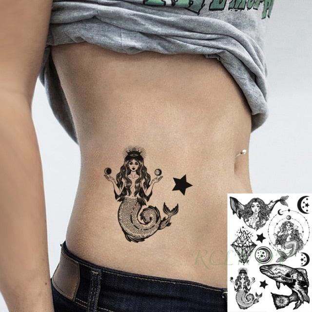 57 Sheets Temporary Tattoo Stickers Set Waterproof Temporary Tattoo Waist Arm Modern Stylish Big Black Tattoos For Womens Mens Stevvex