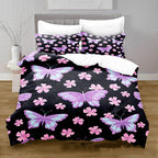 3D Digital Printing Butterfly Pattern Brushed Quilt Cover Pillowcase Bedding Set Pi-Mart