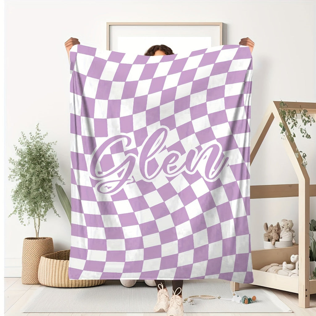 1pc Custom Blanket Vintage Striped Name Custom Blanket Soft Flannel Sofa Blanket TV Blanket Personalized Custom Blanket Exclusive Gift Blanket Lootquake LLC