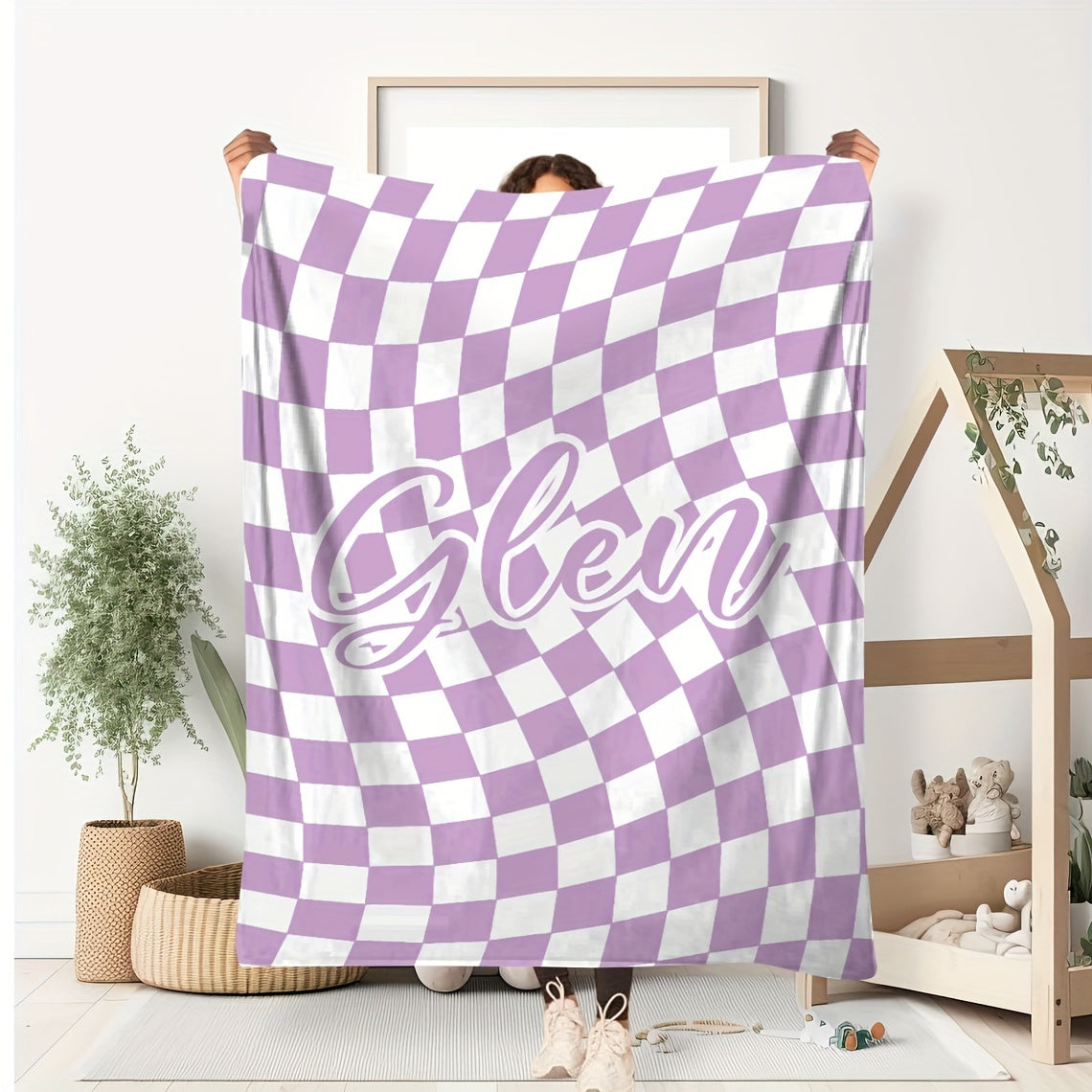 1pc Custom Blanket Vintage Striped Name Custom Blanket Soft Flannel Sofa Blanket TV Blanket Personalized Custom Blanket Exclusive Gift Blanket Lootquake LLC