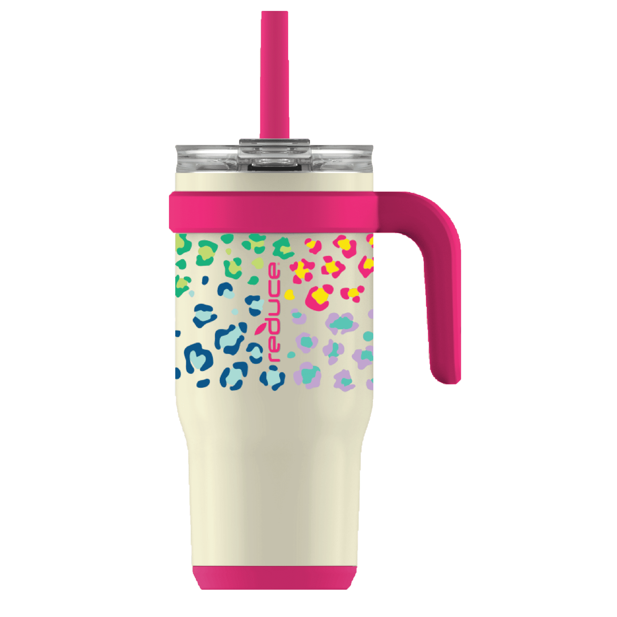 Reduce Vacuum Insulated Stainless Steel Coldee Mug with Lid and Spill-Proof Straw, Cheetah Pink, 18 oz EasyOptionXY LLC
