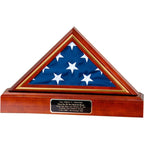 Gold Trim Flag Display Case, Gold Trim Pedestal Flag Display Case, Pedestal and Flag Case The Military Gift Store
