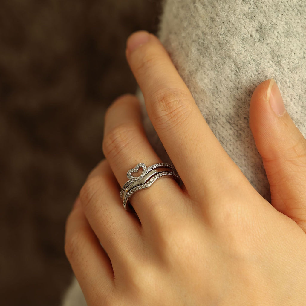 Jewelry Shining Love Wish Bone Stacking Ring Pi-Mart