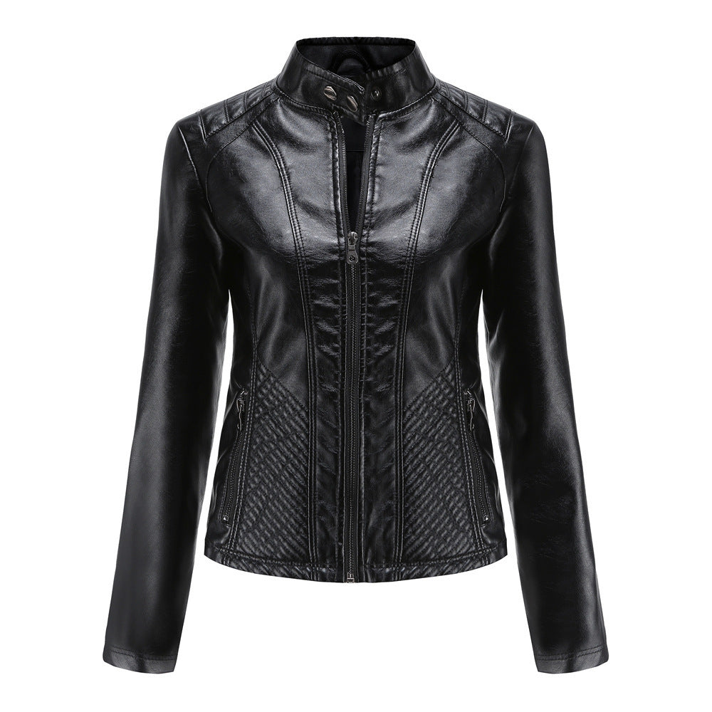 Autumn And Winter Casual Leather  Coat Long-sleeved Motorcycle Jacket Pi-Mart