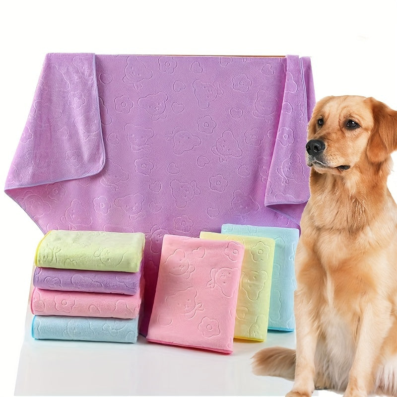 Ultra-Soft Plush Polyester Pet Bath Towel and Blanket - Highly Absorbent Quick-Dry Dog Bath Towel for Grooming, Drying, Sleeping - Durable Pet Towels for Dogs and Cats - 27.56" x 55.12" Lootquake LLC