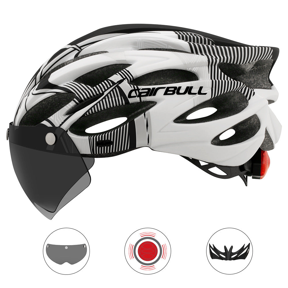 Road mountain bike riding helmet with lens and brim taillight Lootquake LLC