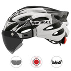 Road mountain bike riding helmet with lens and brim taillight Lootquake LLC