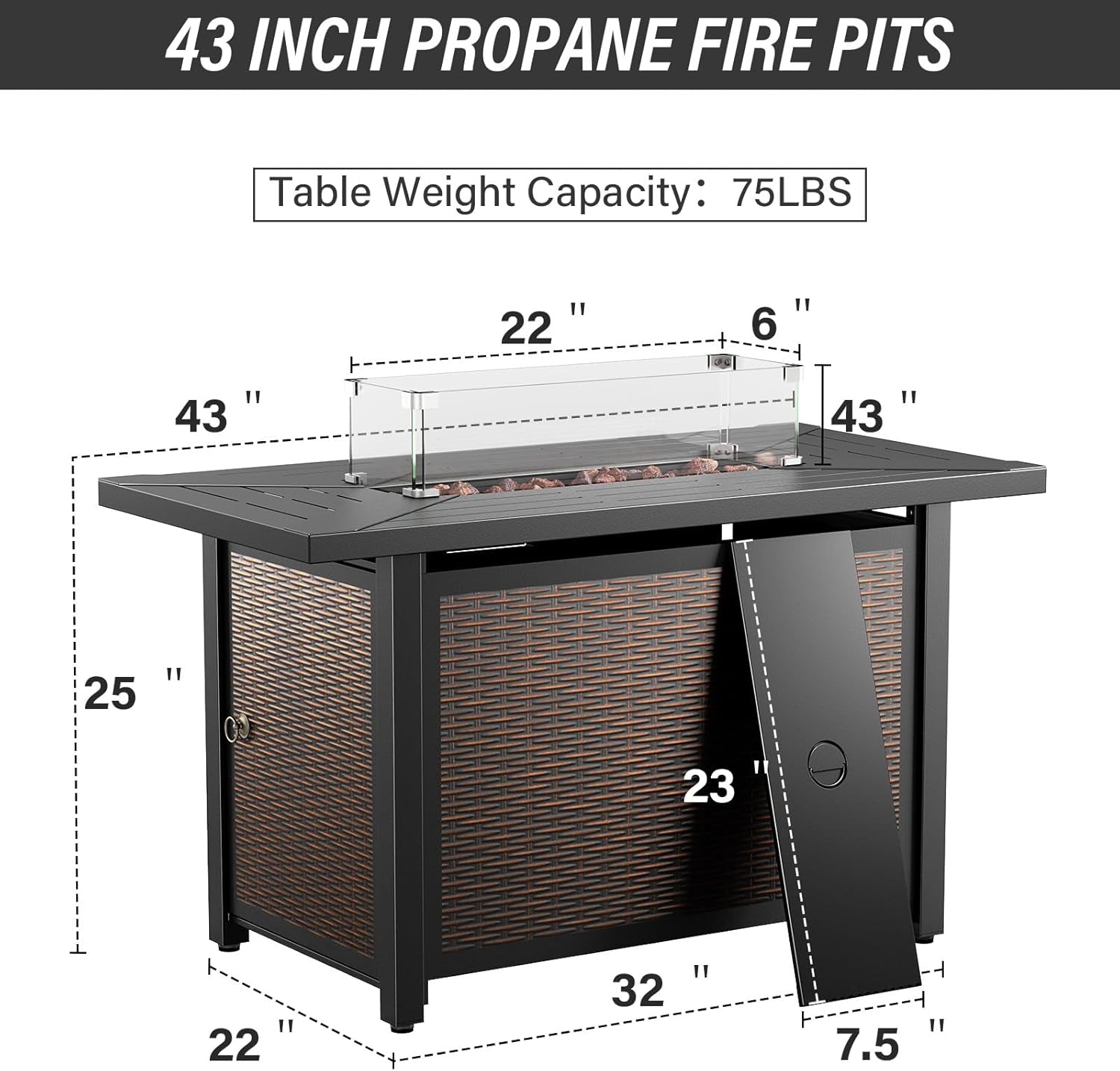 8 Piece Patio Furniture Set With 50000 BTU Fire Pit Lootquake LLC