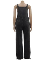 Wmstar Women's Jumpsuit Denim Cargo Pockets One Piece Outfits Wide Leg Black Fashion Streetwear Romper Wholesale Dropshipping Purplish Diva