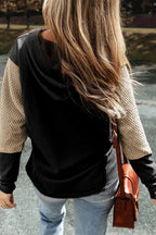 Color Block Dropped Shoulder Hoodie THRIXINE