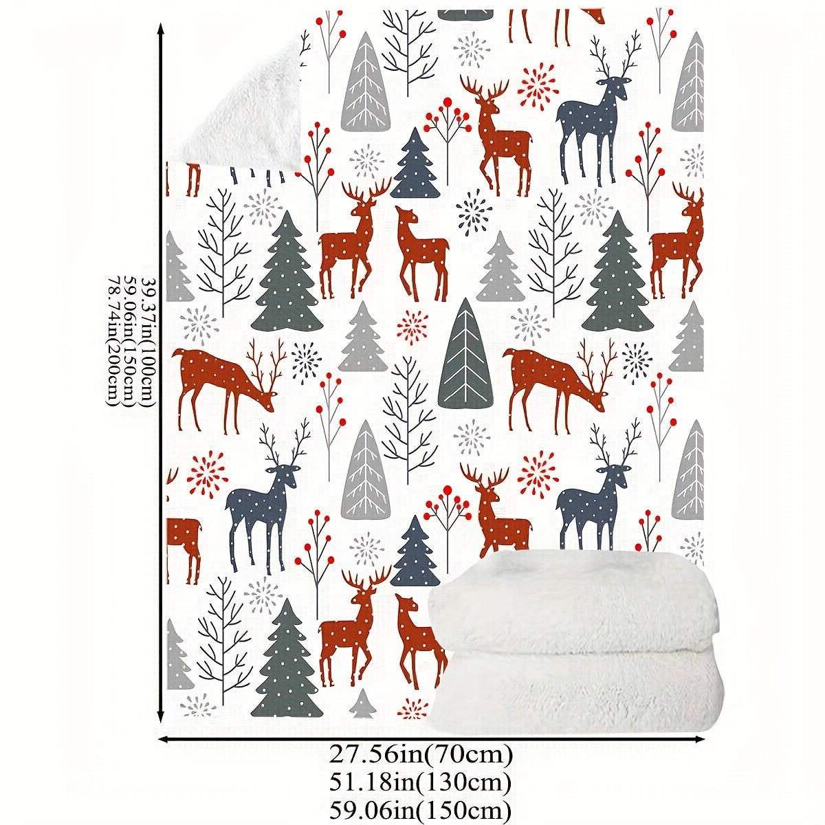 1pc Throw Blanket, Christmas Theme Deer Pattern Printed Blanket, Warm Cozy Soft Blanket For Couch Bed Sofa Car Office Camping Travelling, Gift Blanket Suitable For All Seasons Lootquake LLC