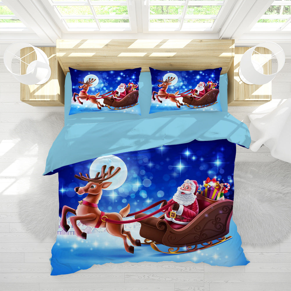 Santa's Three-piece Duvet Cover Under The Stars Pi-Mart