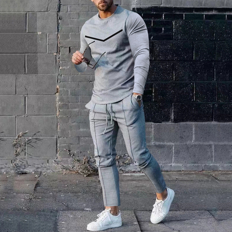 Round Neck Long Sleeve T-shirt Trousers Suit Men Lootquake LLC