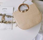 Straw handbag with wooden handle Pi-Mart