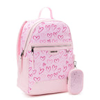 Madden NYC Juniors Dome 17' Laptop Backpack with Pouch, Pink Heart