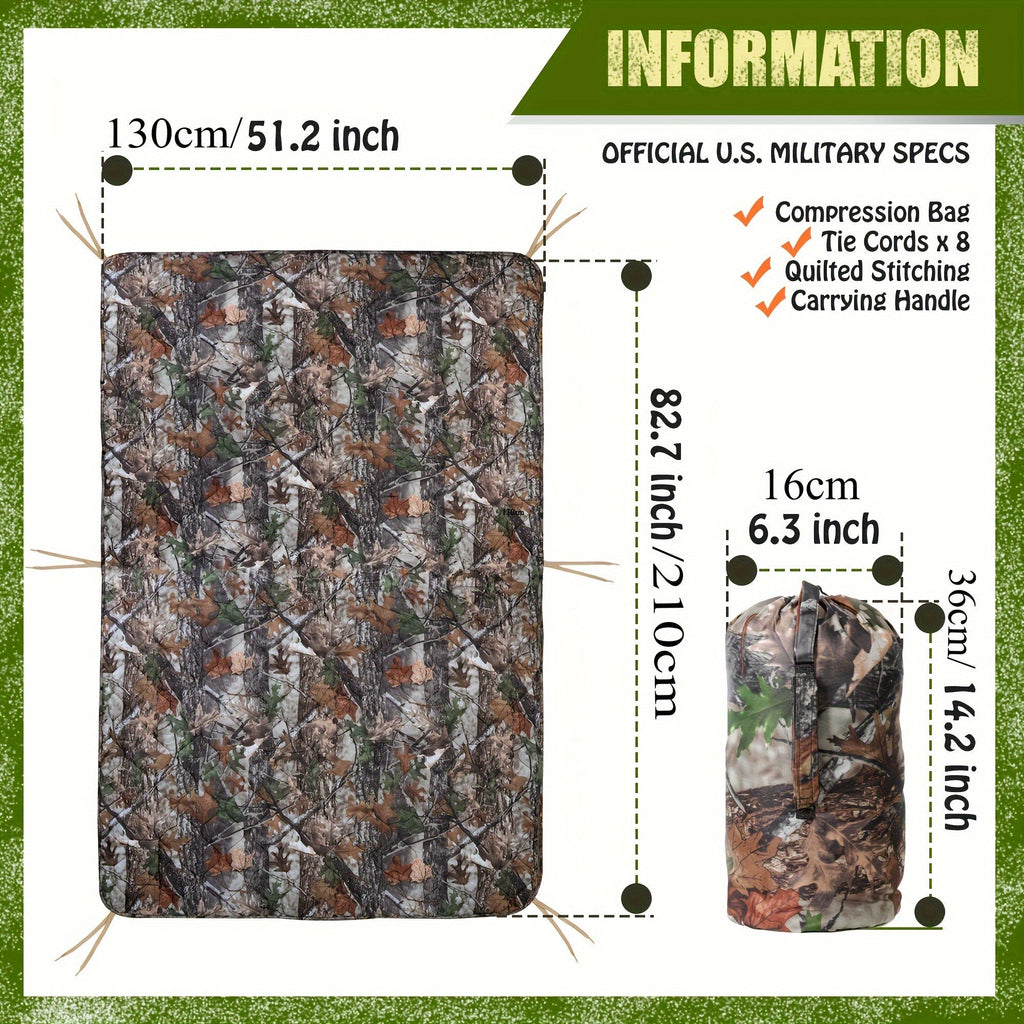 1pc Ultimate Thermal Woobie Blanket - Water-Resistant, Portable, Insulated, Lightweight, Compact, Durable, Easy-to-Carry, Survival Essential for Hiking, Camping, Outdoor Adventures - Includes Compression Carry Bag